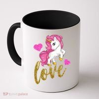 Valentines Day Cute Unicorn Love Coffee Mug thumb 0