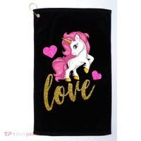 Valentines Day Cute Unicorn Love Golf Towel thumb 0