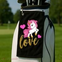 Valentines Day Cute Unicorn Love Golf Towel thumb 2