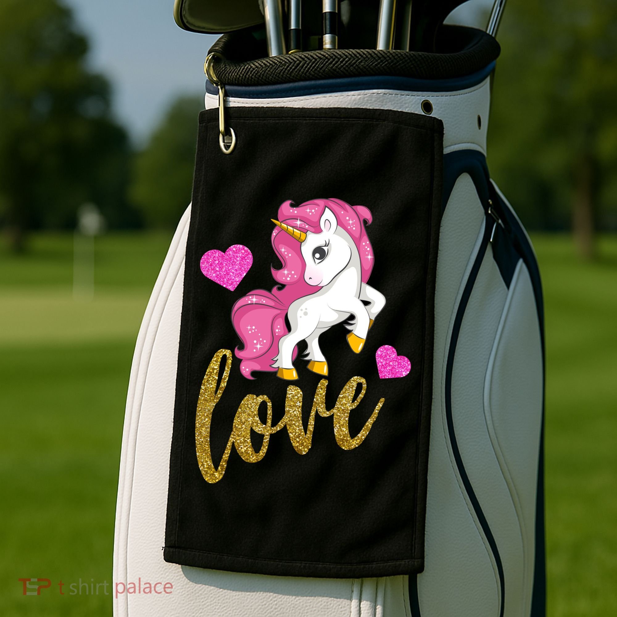 Valentines Day Cute Unicorn Love Golf Towel