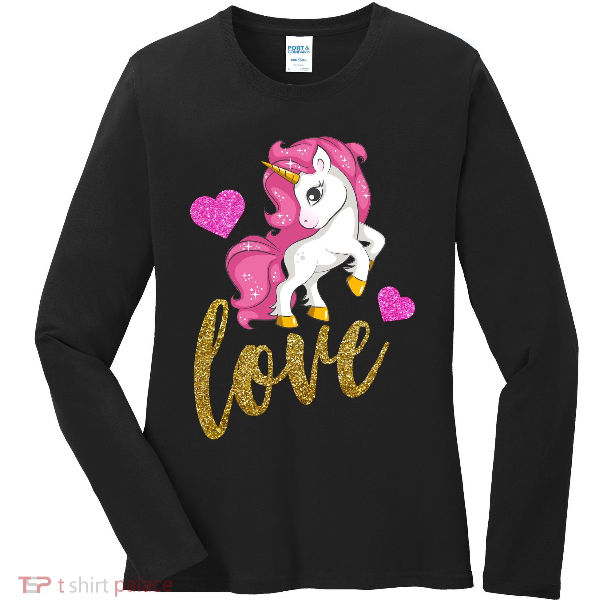 Valentines Day Cute Unicorn Love Women's Long Sleeve Shirt
