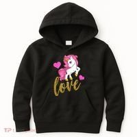 Valentines Day Cute Unicorn Love Kids Hoodie thumb 0