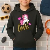 Valentines Day Cute Unicorn Love Kids Hoodie thumb 2