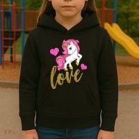 Valentines Day Cute Unicorn Love Kids Hoodie thumb 3