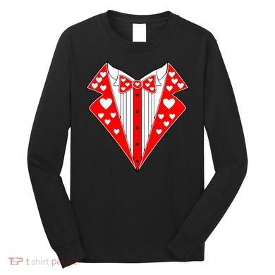 Valentine's Day Heart Tuxedo Long Sleeve Shirt