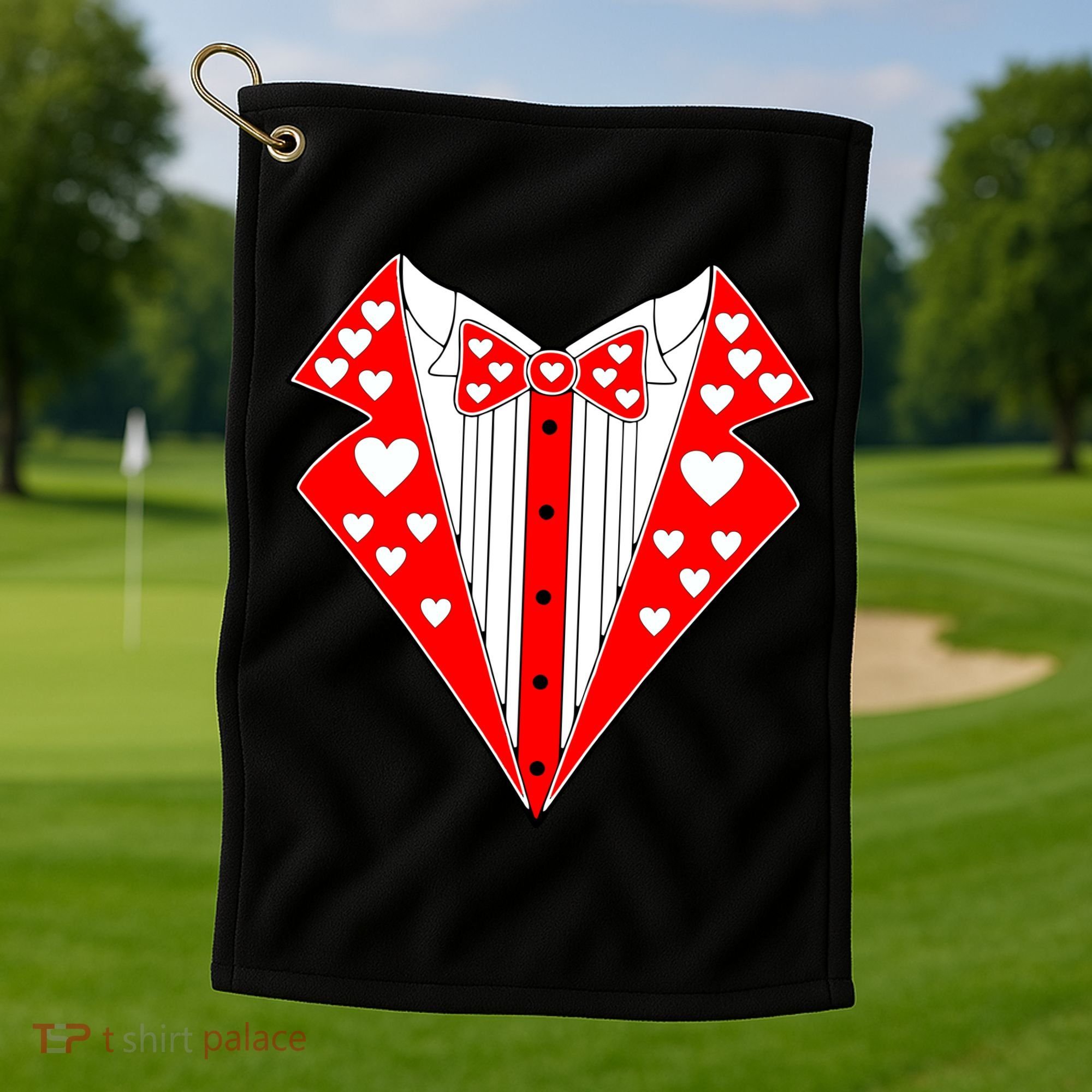 Valentine's Day Heart Tuxedo Golf Towel