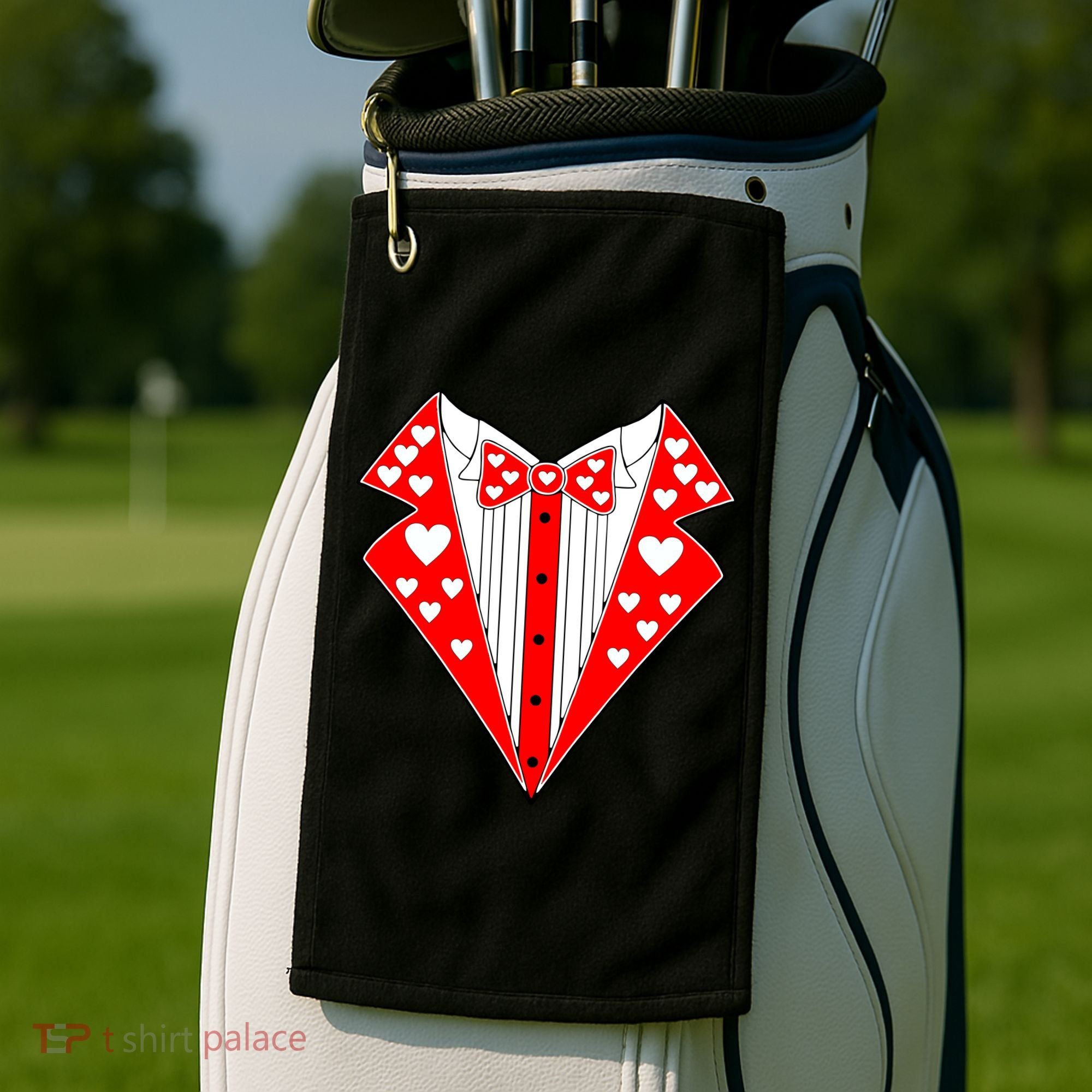 Valentine's Day Heart Tuxedo Golf Towel