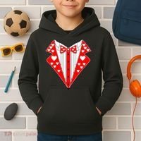 Valentine's Day Heart Tuxedo Kids Hoodie thumb 2