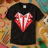 Valentine's Day Heart Tuxedo Kids T-Shirt thumb 3