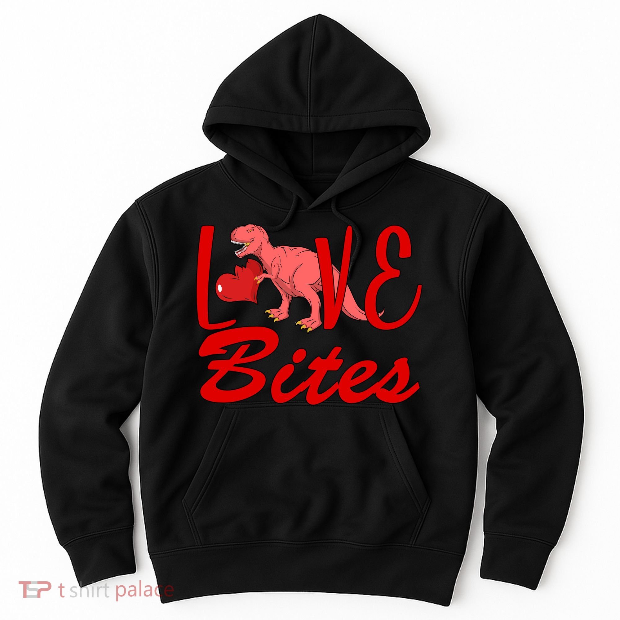 Valentines Day Love Bites Dinosaur Hoodie