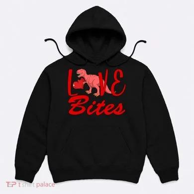 Valentines Day Love Bites Dinosaur Hoodie
