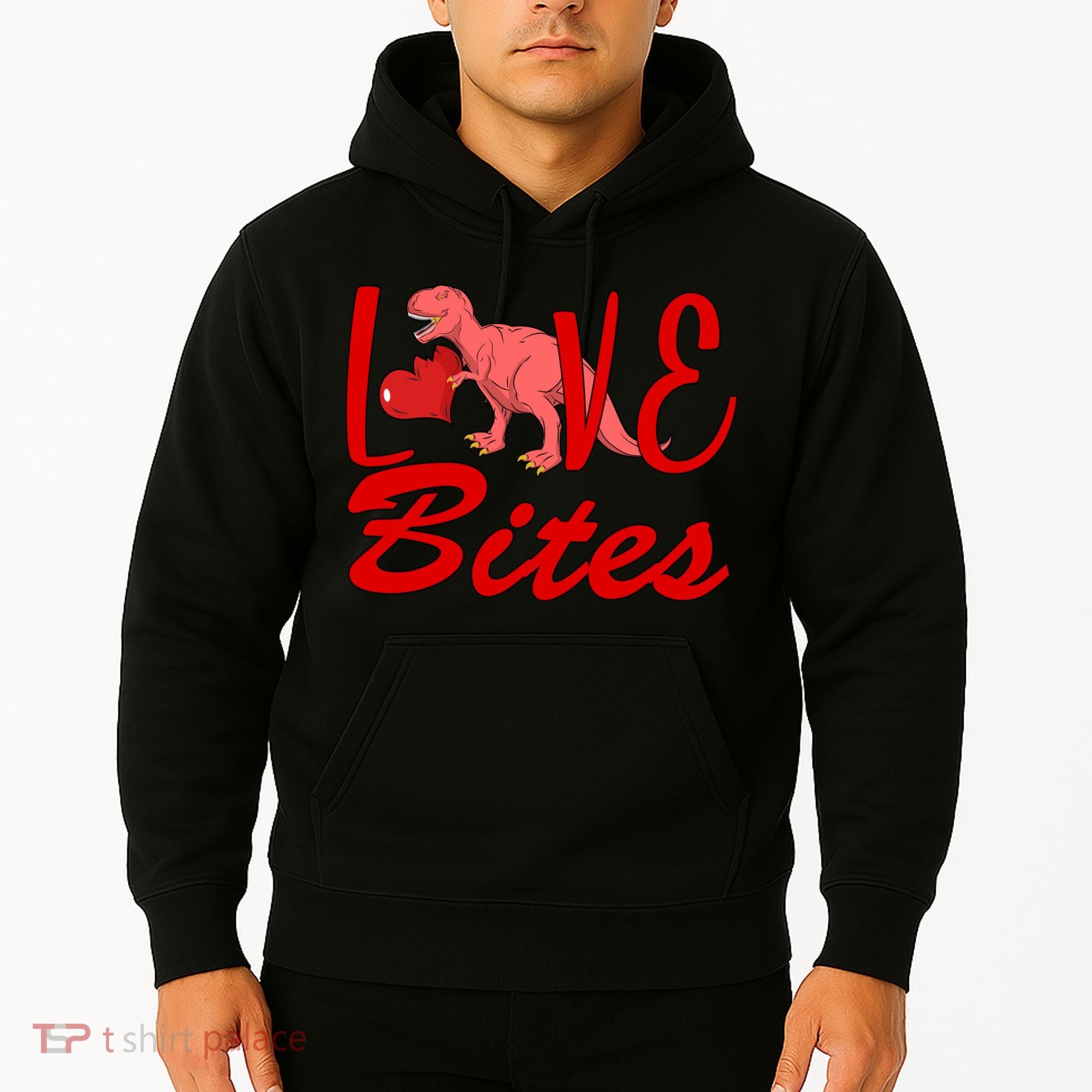 Valentines Day Love Bites Dinosaur Hoodie