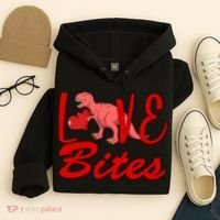 Valentines Day Love Bites Dinosaur Hoodie thumb 4