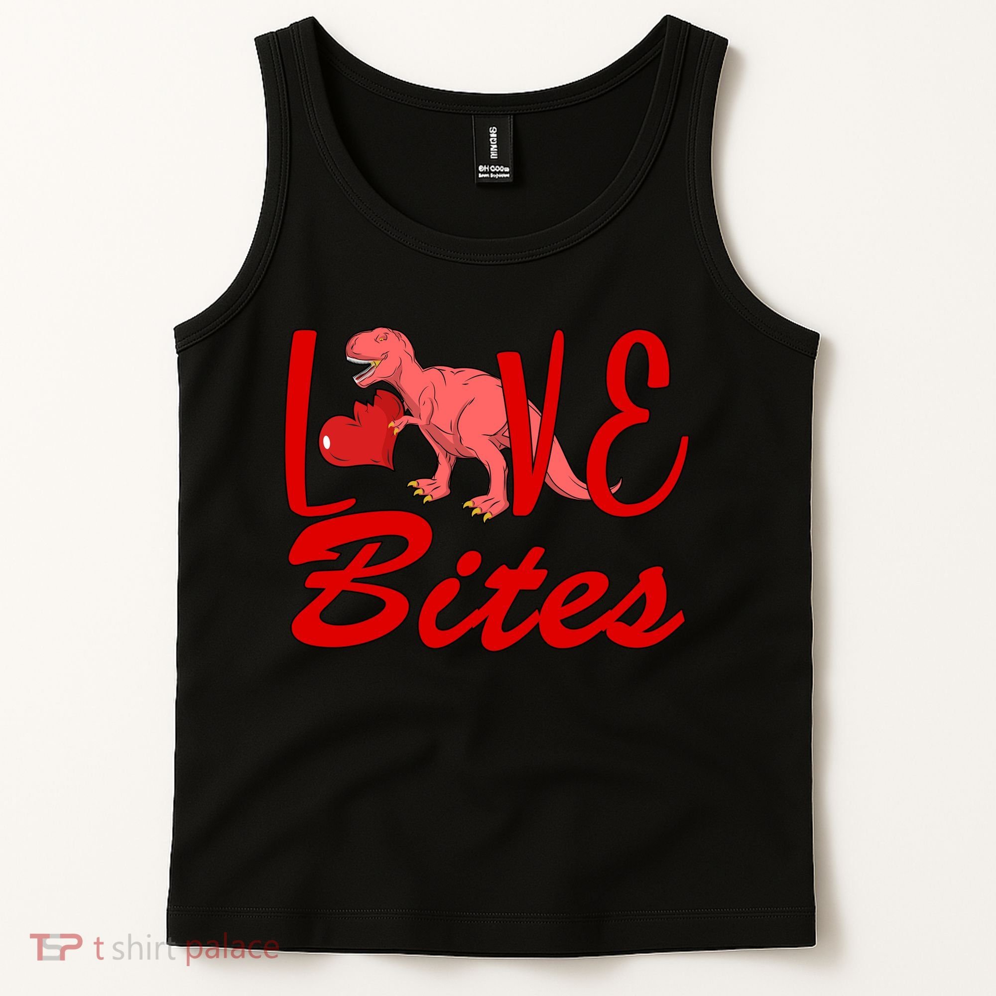 Valentines Day Love Bites Dinosaur Tank Top
