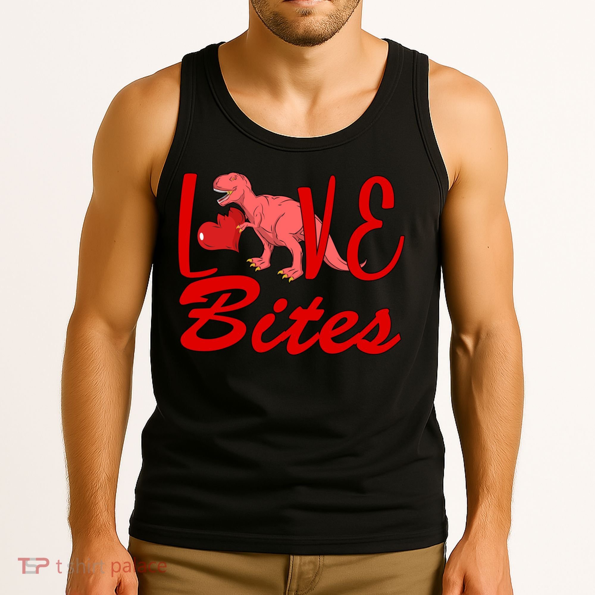 Valentines Day Love Bites Dinosaur Tank Top