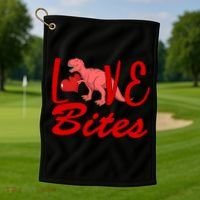 Valentines Day Love Bites Dinosaur Golf Towel thumb 1