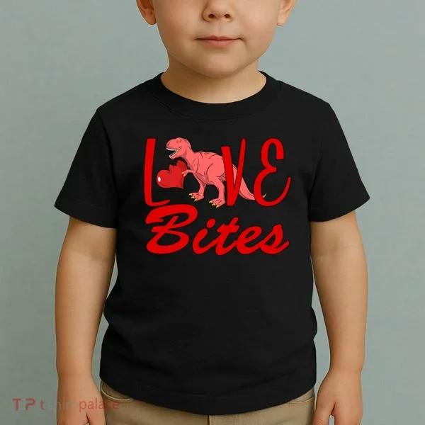 Valentines Day Love Bites Dinosaur Toddler T-Shirt
