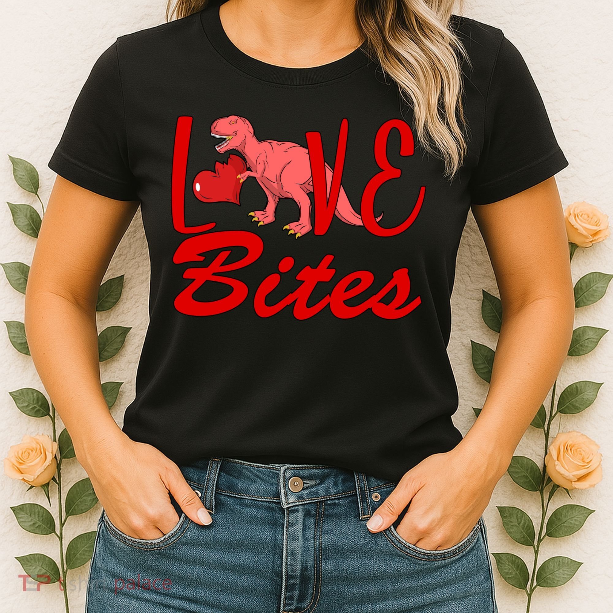 Valentines Day Love Bites Dinosaur Women's T-Shirt