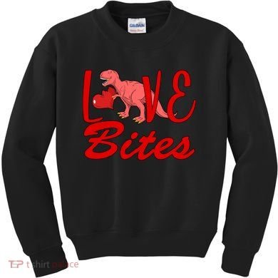 Valentines Day Love Bites Dinosaur Kids Sweatshirt
