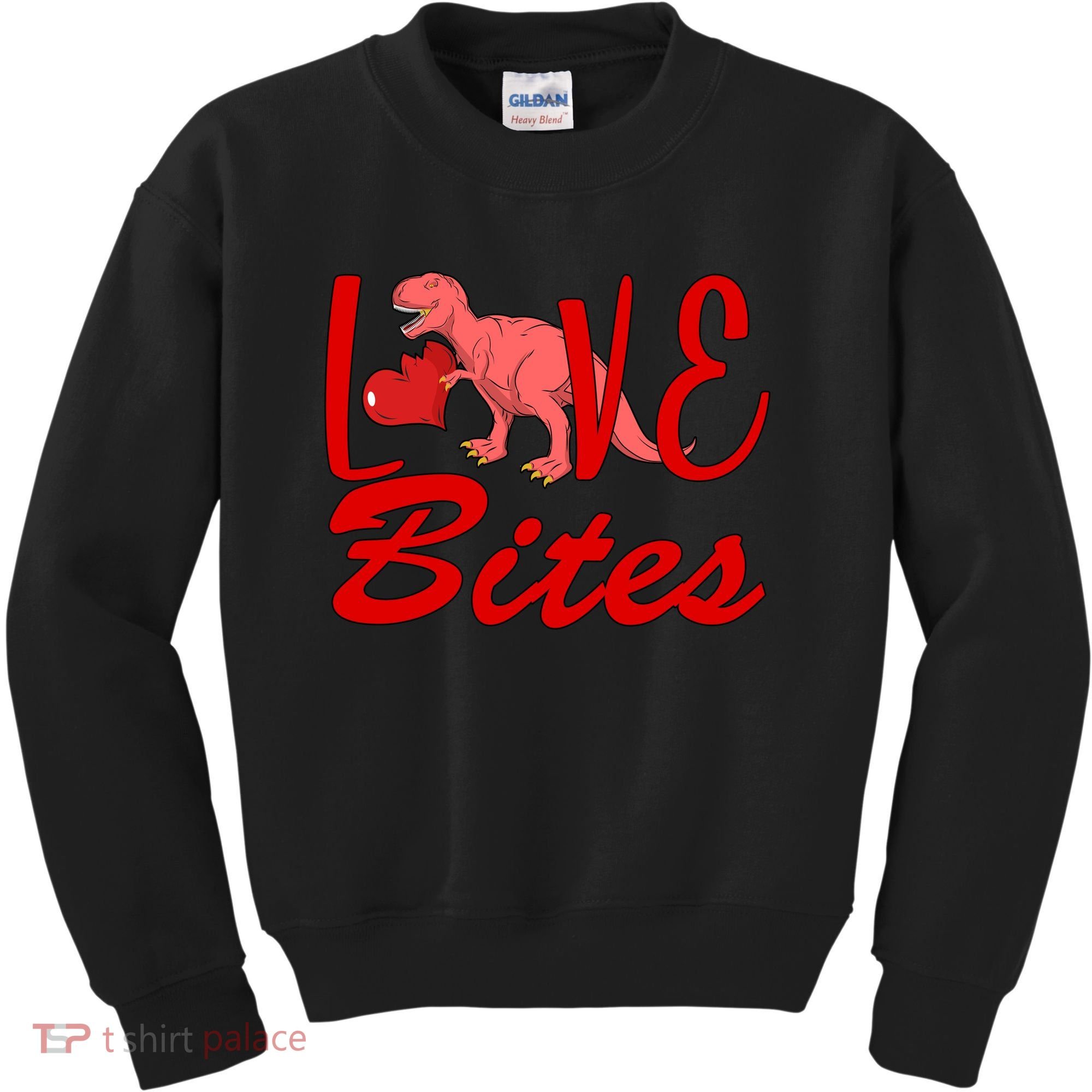 Valentines Day Love Bites Dinosaur Kids Sweatshirt