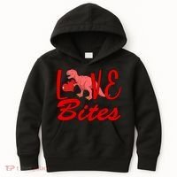 Valentines Day Love Bites Dinosaur Kids Hoodie thumb 0