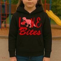 Valentines Day Love Bites Dinosaur Kids Hoodie thumb 3