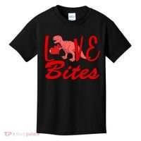 Valentines Day Love Bites Dinosaur Kids T-Shirt thumb 0
