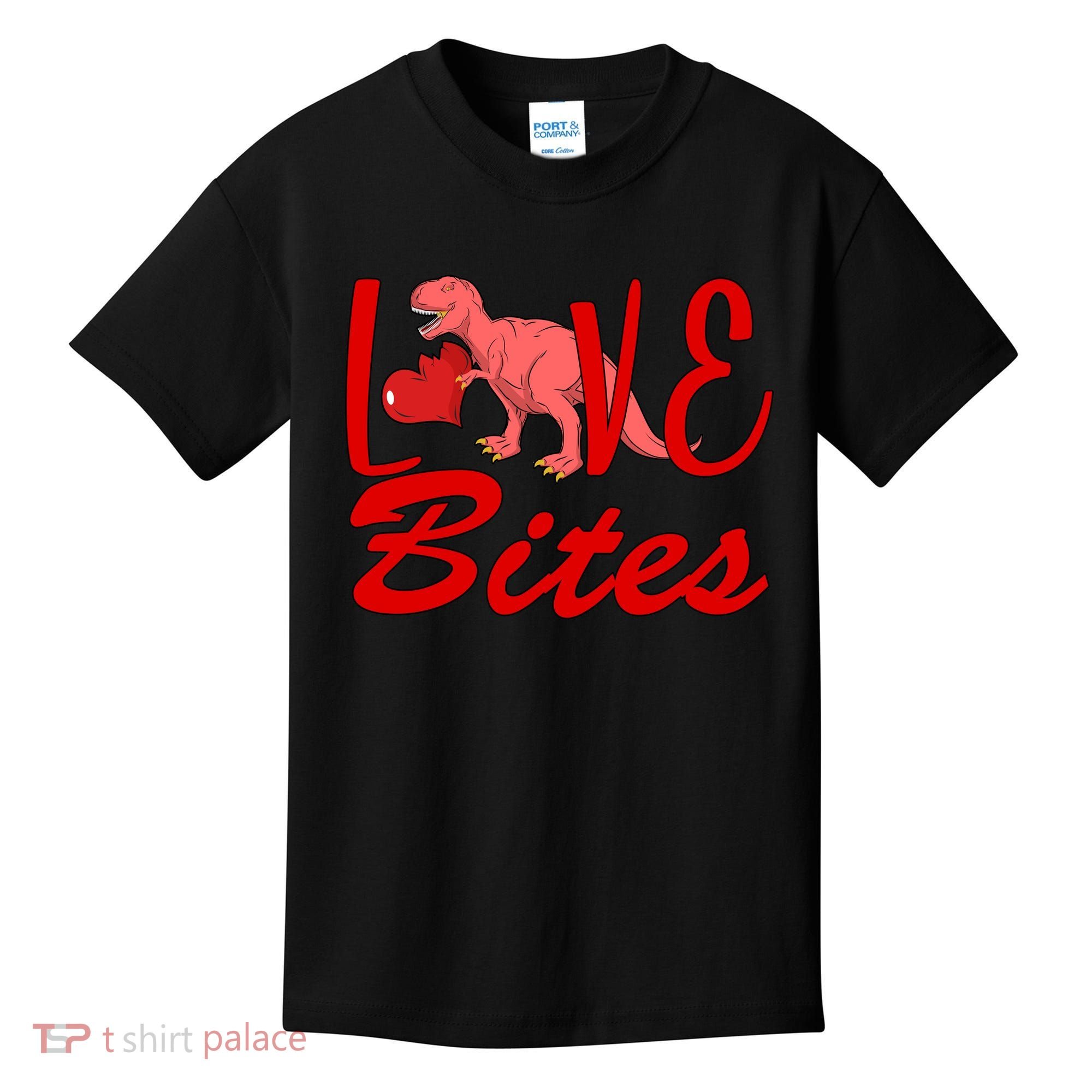 Valentines Day Love Bites Dinosaur Kids T-Shirt