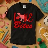 Valentines Day Love Bites Dinosaur Kids T-Shirt thumb 3