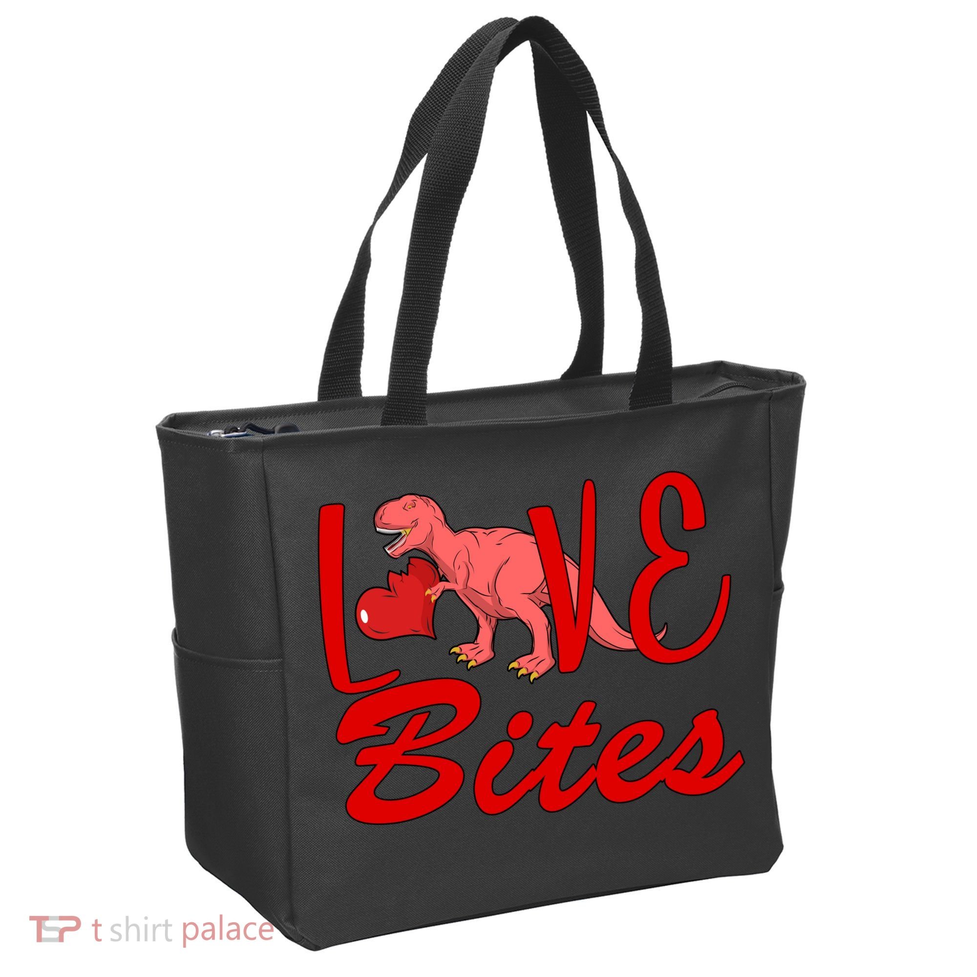 Valentines Day Love Bites Dinosaur Tote Bag