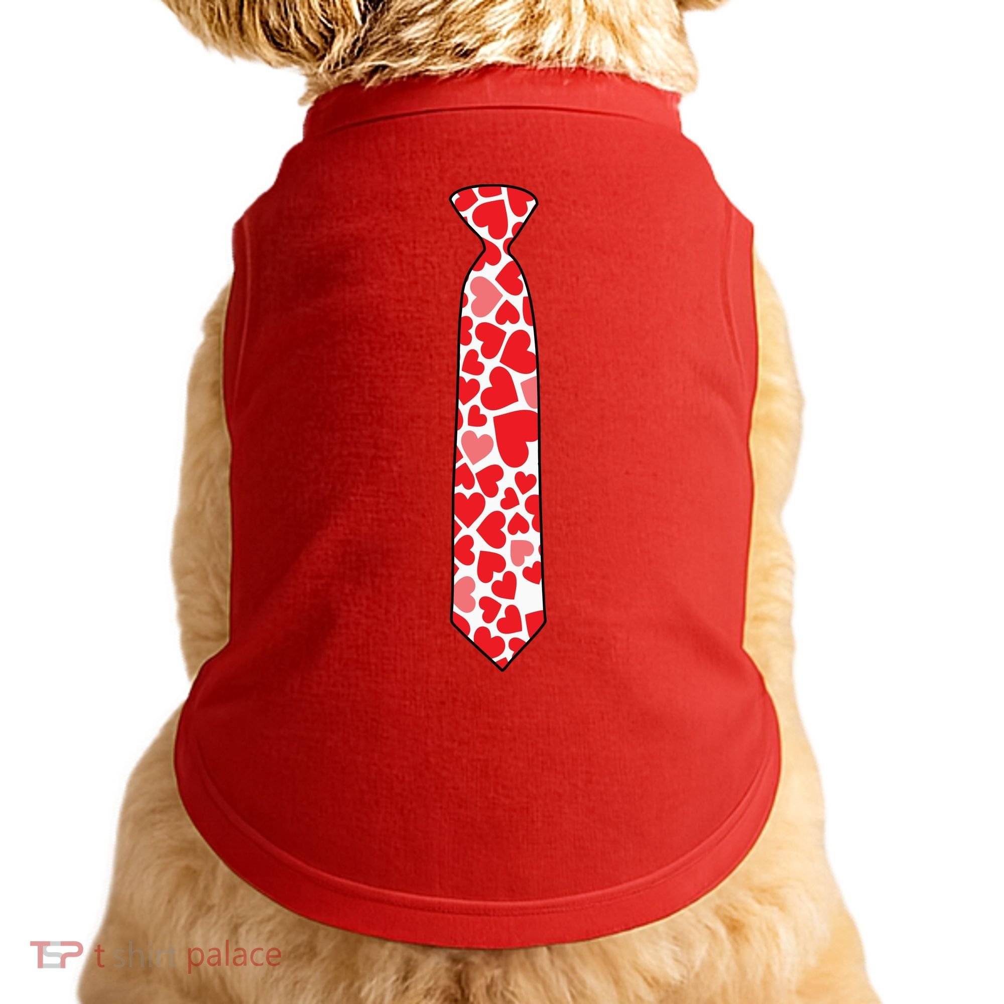 Valentine's Day Love Hearts Tie Doggie Tank