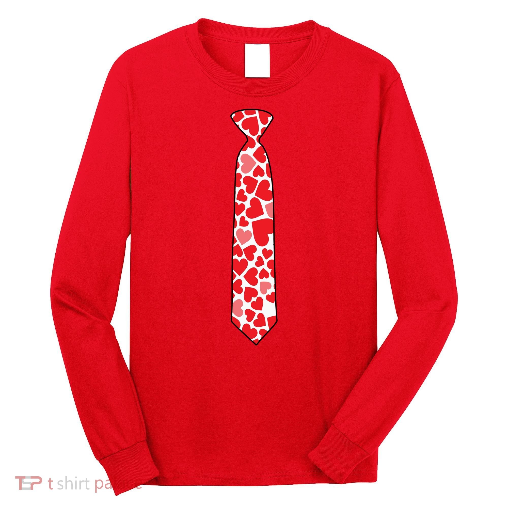Valentine's Day Love Hearts Tie Long Sleeve Shirt