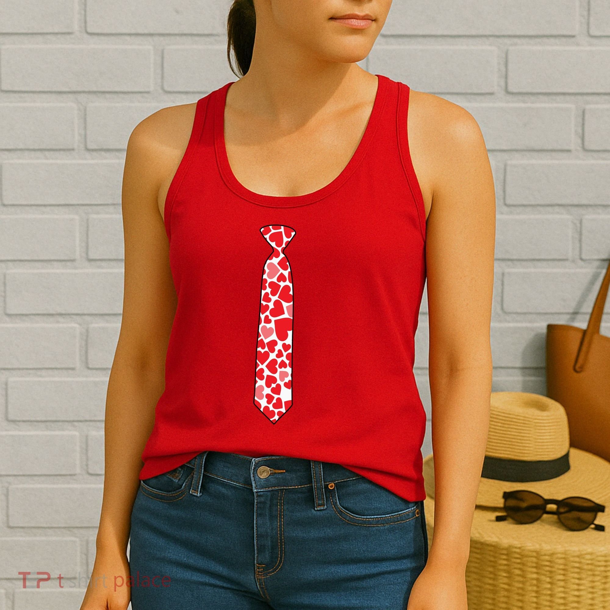 Valentine's Day Love Hearts Tie Women's Tank Top