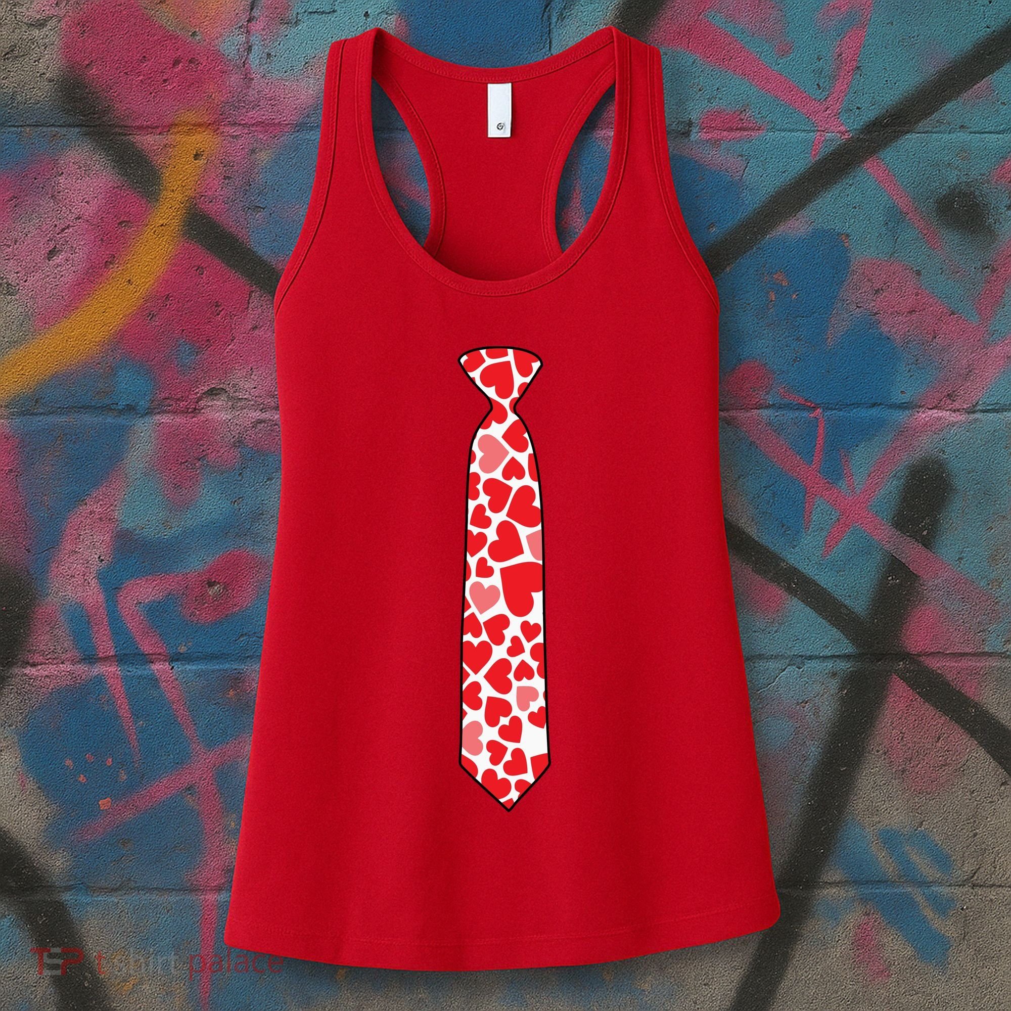 Valentine's Day Love Hearts Tie Women's Tank Top