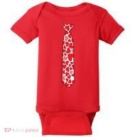 Valentine's Day Love Hearts Tie Baby Bodysuit thumb 0