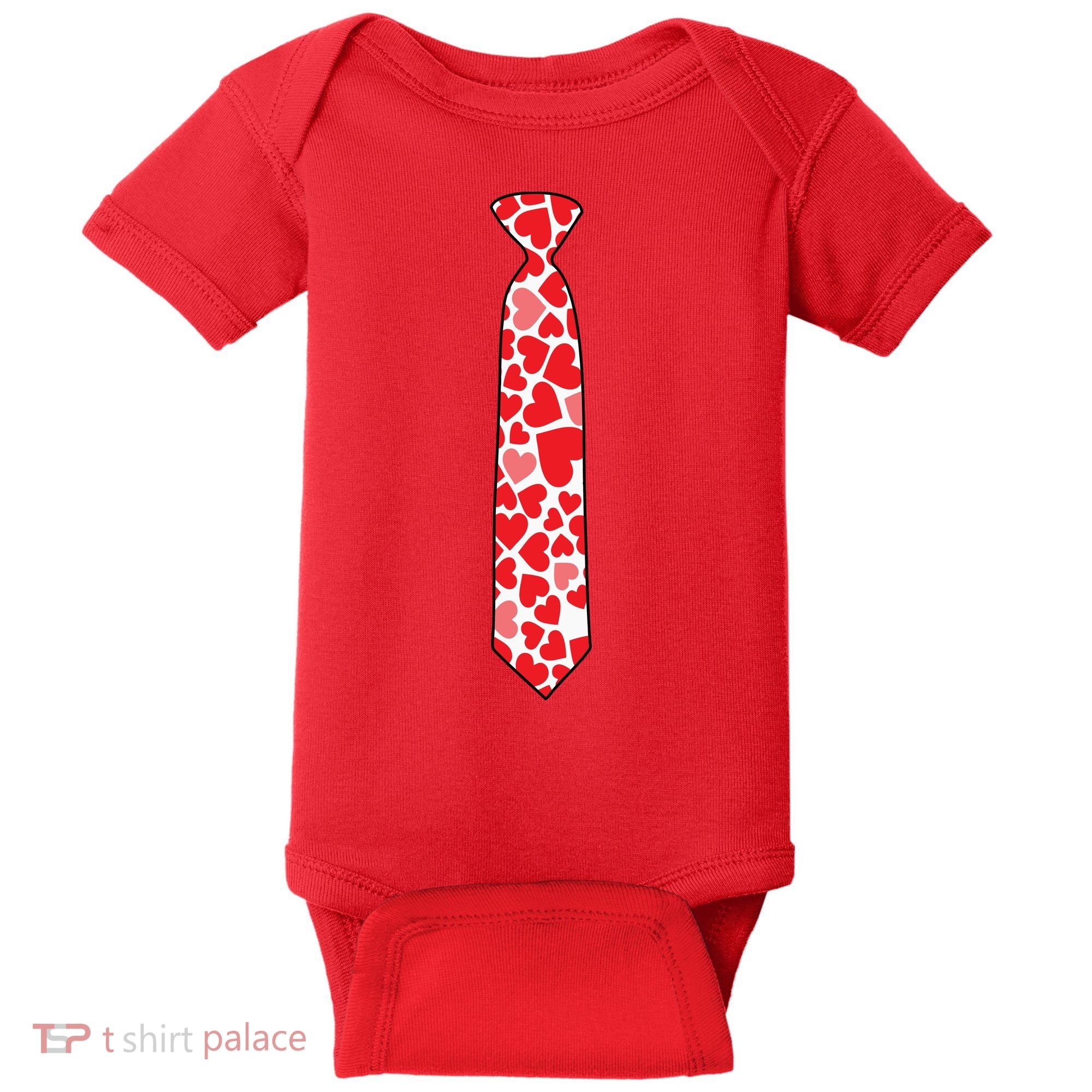 Valentine's Day Love Hearts Tie Baby Bodysuit