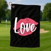 Valentines Day Love Lips Golf Towel thumb 1