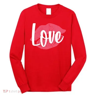Valentines Day Love Lips Long Sleeve Shirt