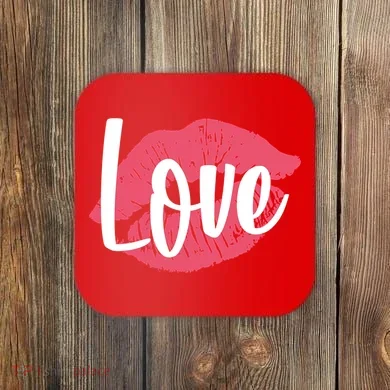 Valentines Day Love Lips Coaster