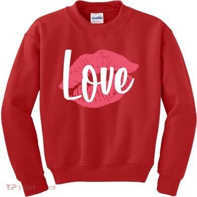 Valentines Day Love Lips Kids Sweatshirt
