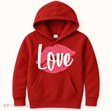Valentines Day Love Lips Kids Hoodie