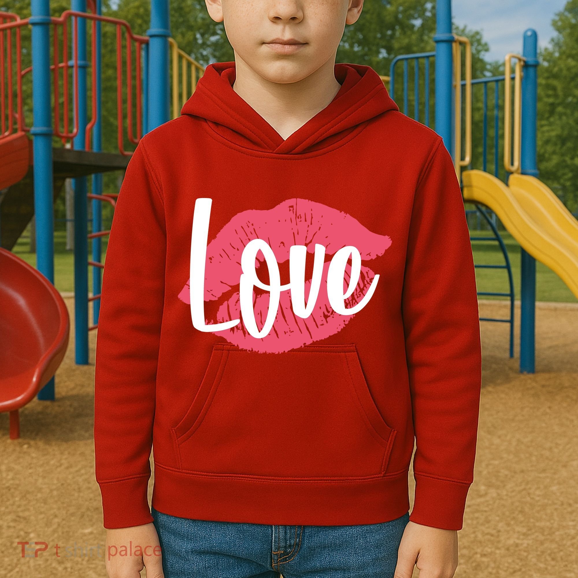 Valentines Day Love Lips Kids Hoodie