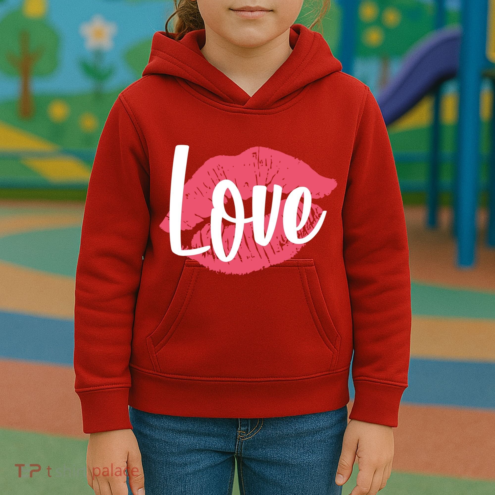 Valentines Day Love Lips Kids Hoodie