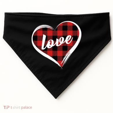 Valentines Day Love Plaid Heart USA-Made Doggie Bandana