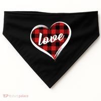 Valentines Day Love Plaid Heart USA-Made Doggie Bandana thumb 0