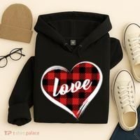 Valentines Day Love Plaid Heart Hoodie thumb 4