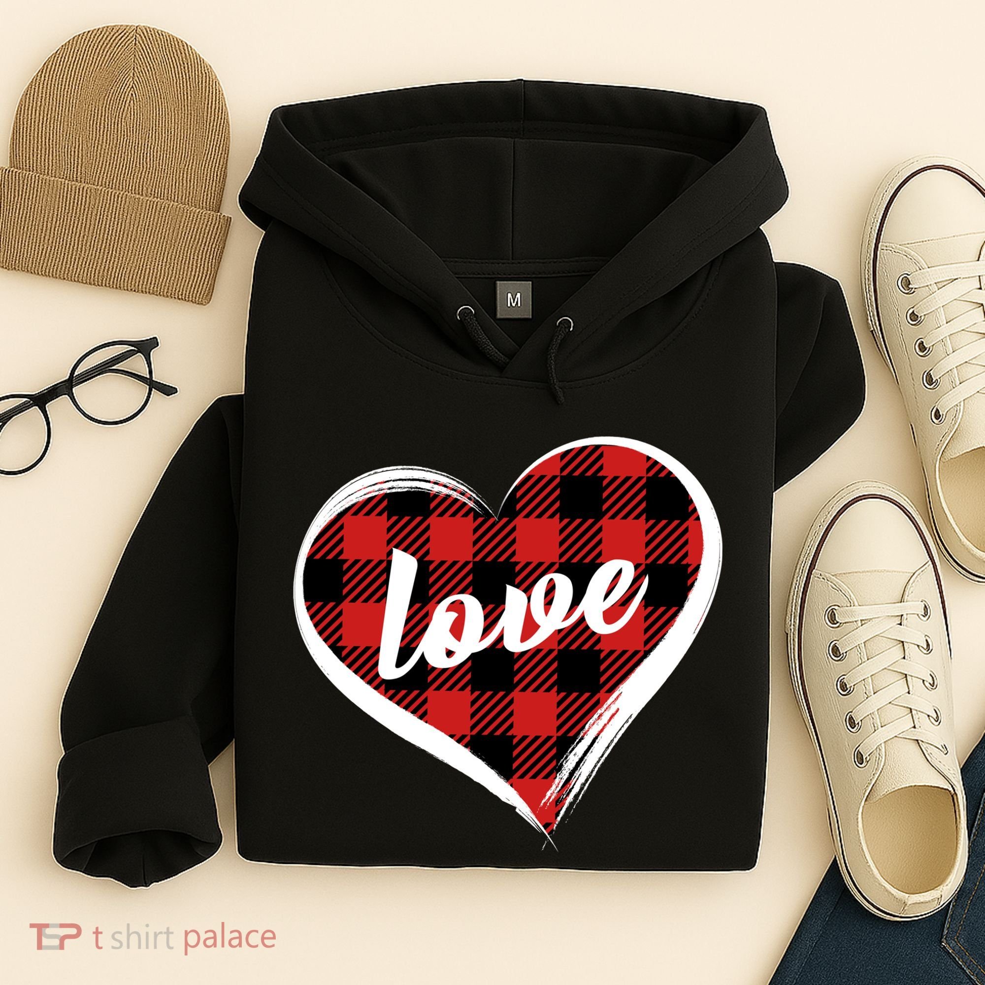 Valentines Day Love Plaid Heart Hoodie