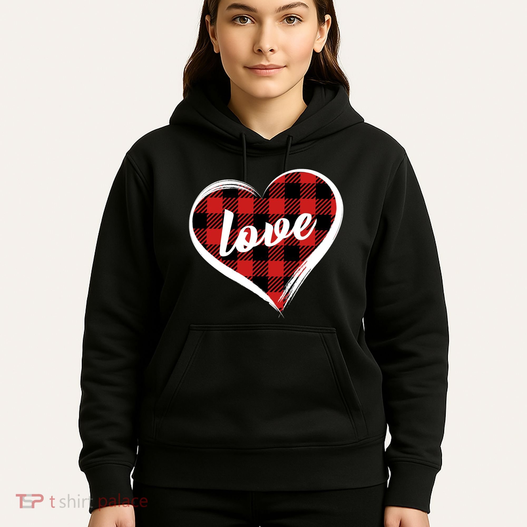 Valentines Day Love Plaid Heart Hoodie