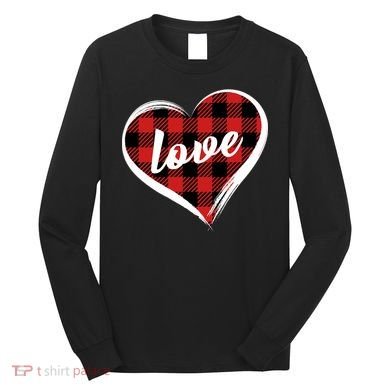 Valentines Day Love Plaid Heart Long Sleeve Shirt