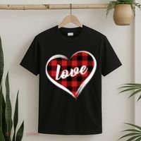 Valentines Day Love Plaid Heart T-Shirt thumb 2